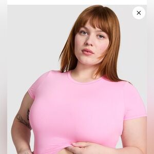 PINK Victoria's Secret Fitted Pink Crew Neck Short Sleeve Tee